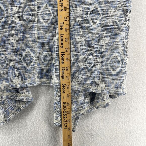 LUCKY BRAND Cardigan Womens M Ikat Southwestern Open Front Shawl Slub Blue - Picture 12 of 13